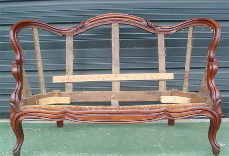 Reupholstered Victorian loveseat