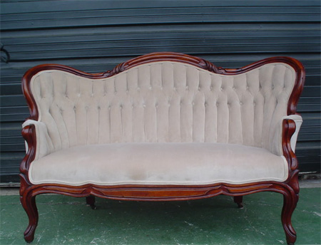 Reupholstered Victorian loveseat
