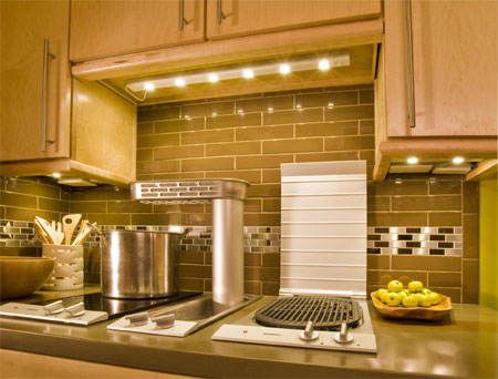 Undercounter lighting is easily installed in LED strips