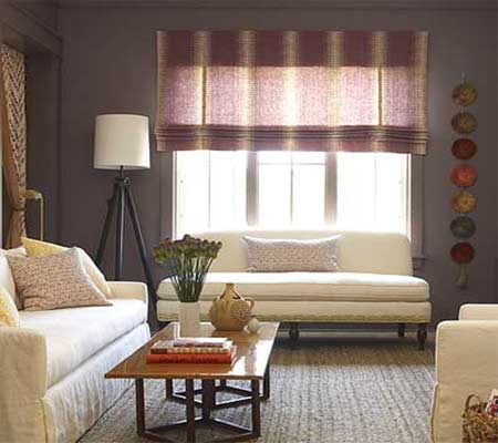 deep-eggplant Roman shades