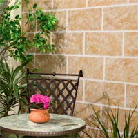 Faux stone or painted brick wall