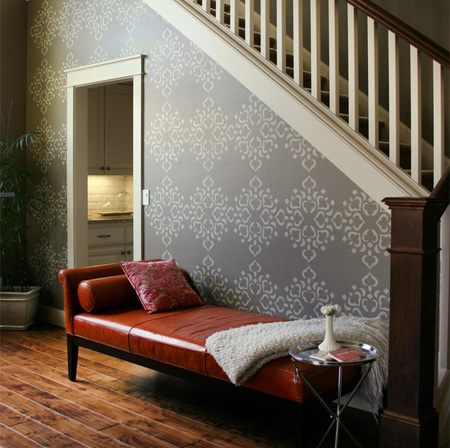 feature wall with stencils patterns