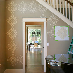 feature wall with stencils