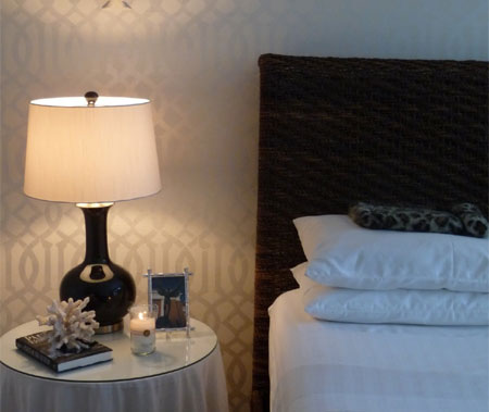 Why buy wallpaper when you can stencil a metallic design