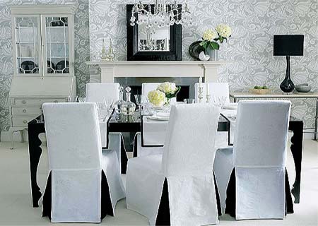 Colourful dining room ideas white and black