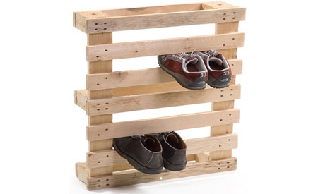 Shoe storage rack from old pallets