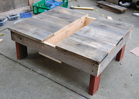 Use more reclaimed pallet timber for the legs