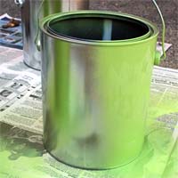 Recycled tin can potted plants
