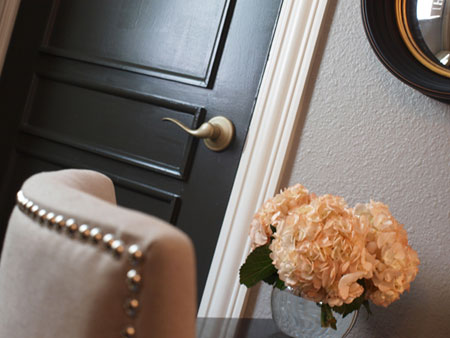 Add decorative trim to interior doors