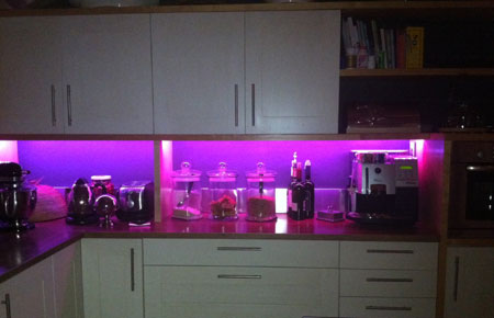 coloured colourful led lighting strips in kitchen lumi