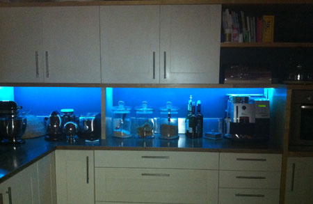 coloured colourful led lighting strips in kitchen lumi